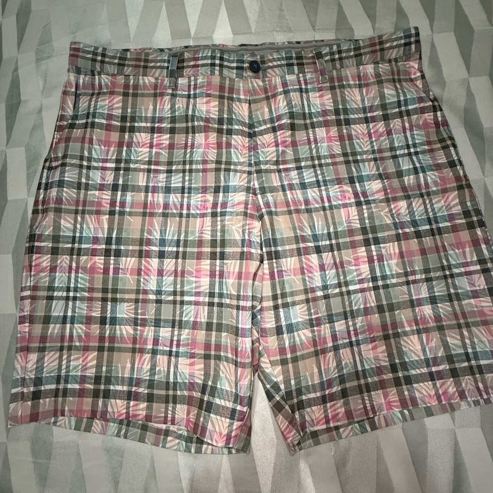 Tommy Bahama Pink and Green Flat Front Shorts